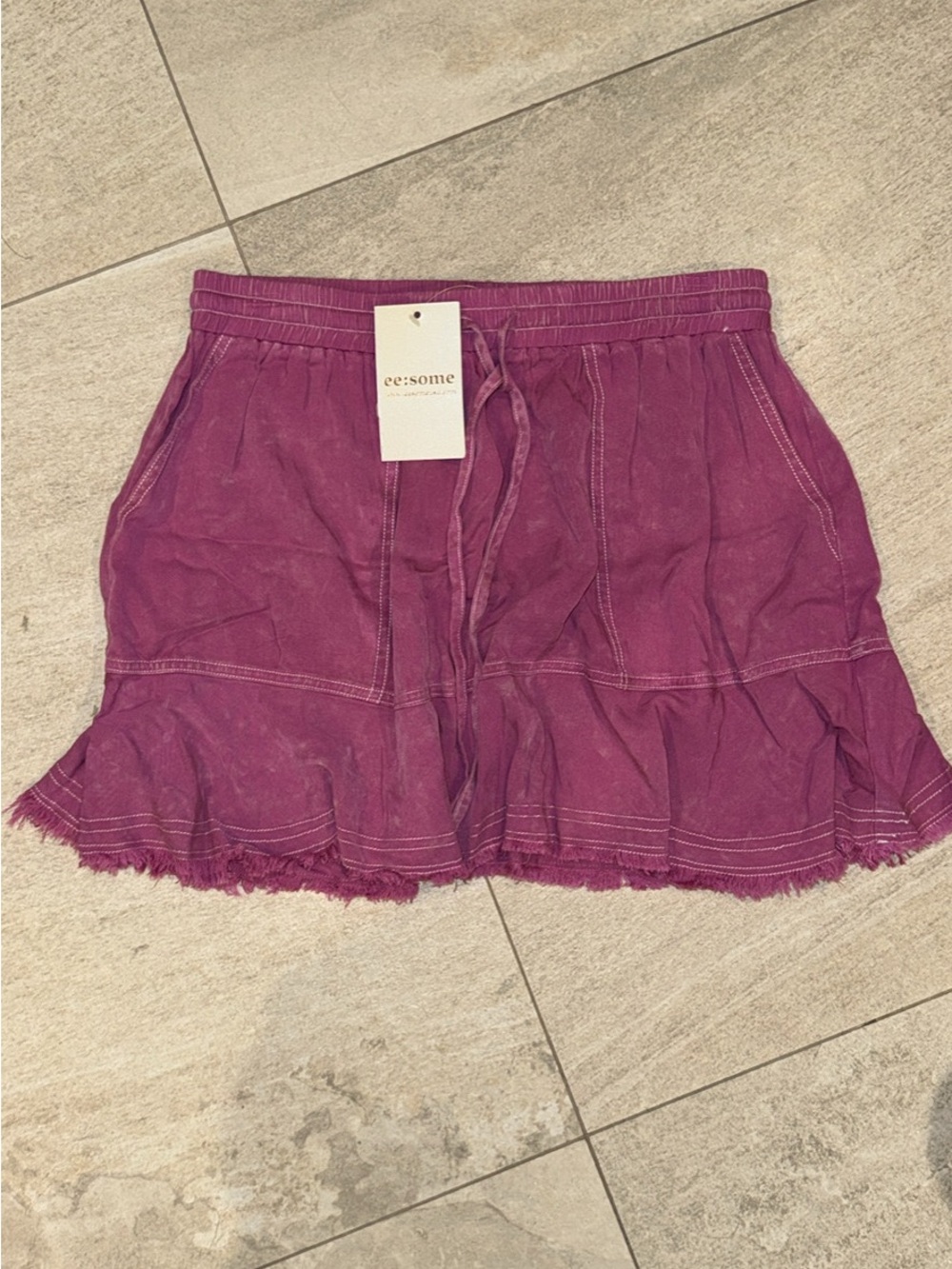 eesome Raspberry Tiered Ruffle Mini Skirt